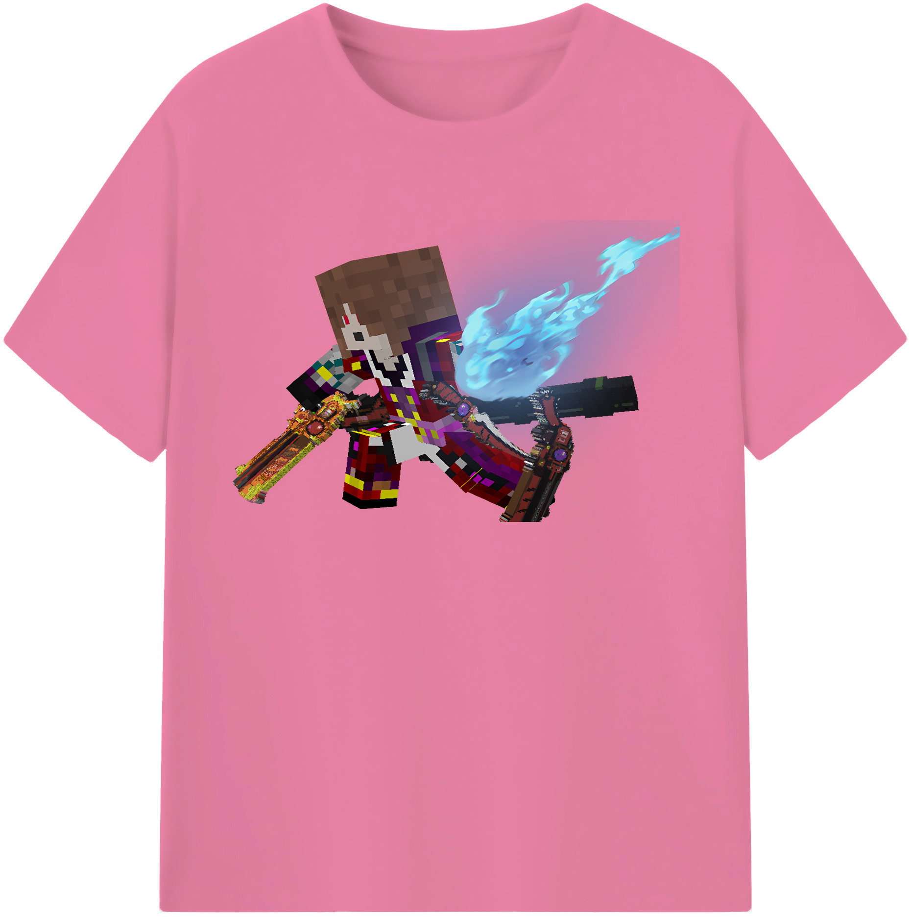 （画像用） マインクラフト ブロックの世界 Minecraft MC Block world 綿100％半袖Tシャツ（フロントプリント）